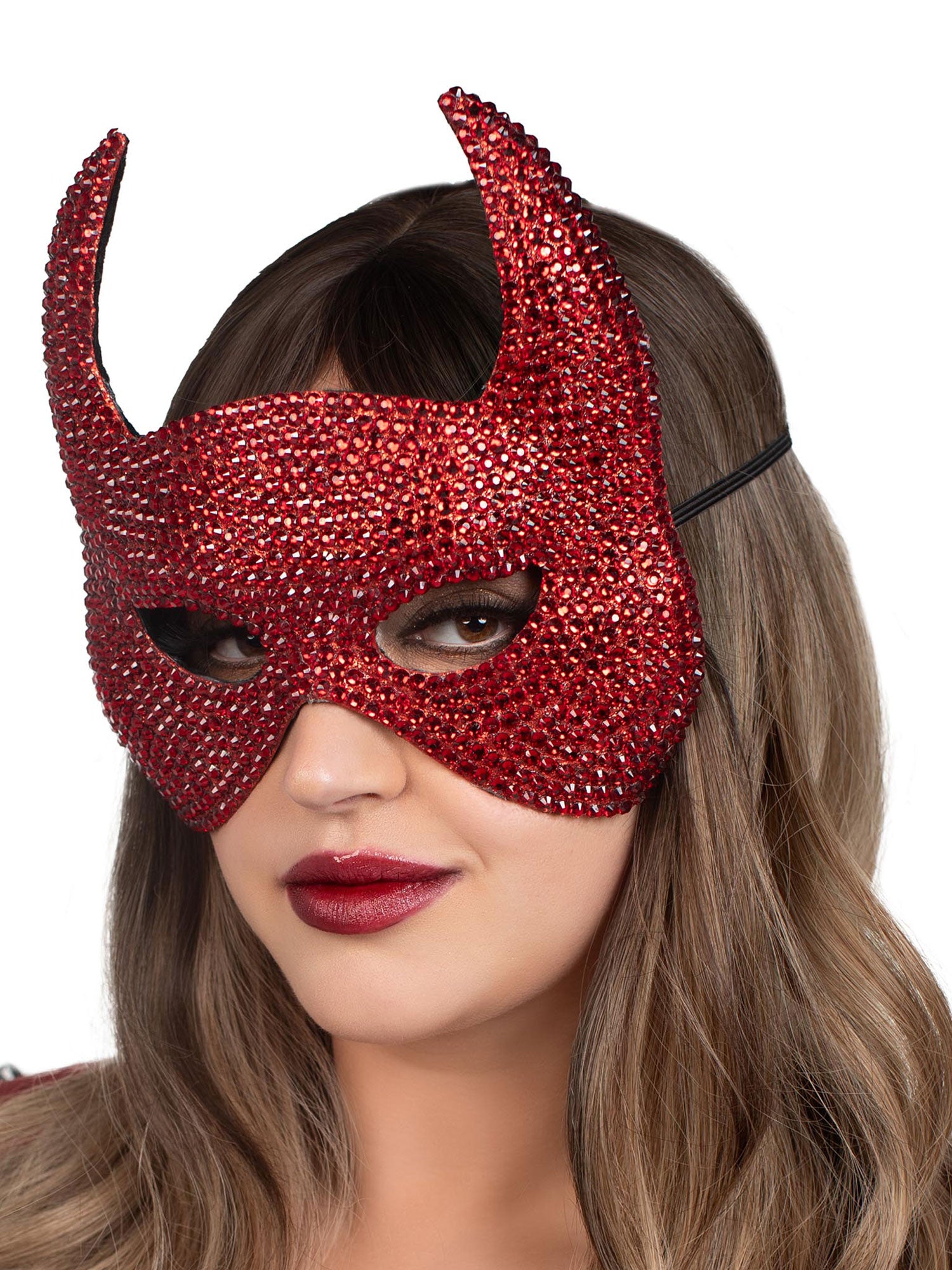 Rhinestone Devil Mask Red and Teens One Size Secondary image