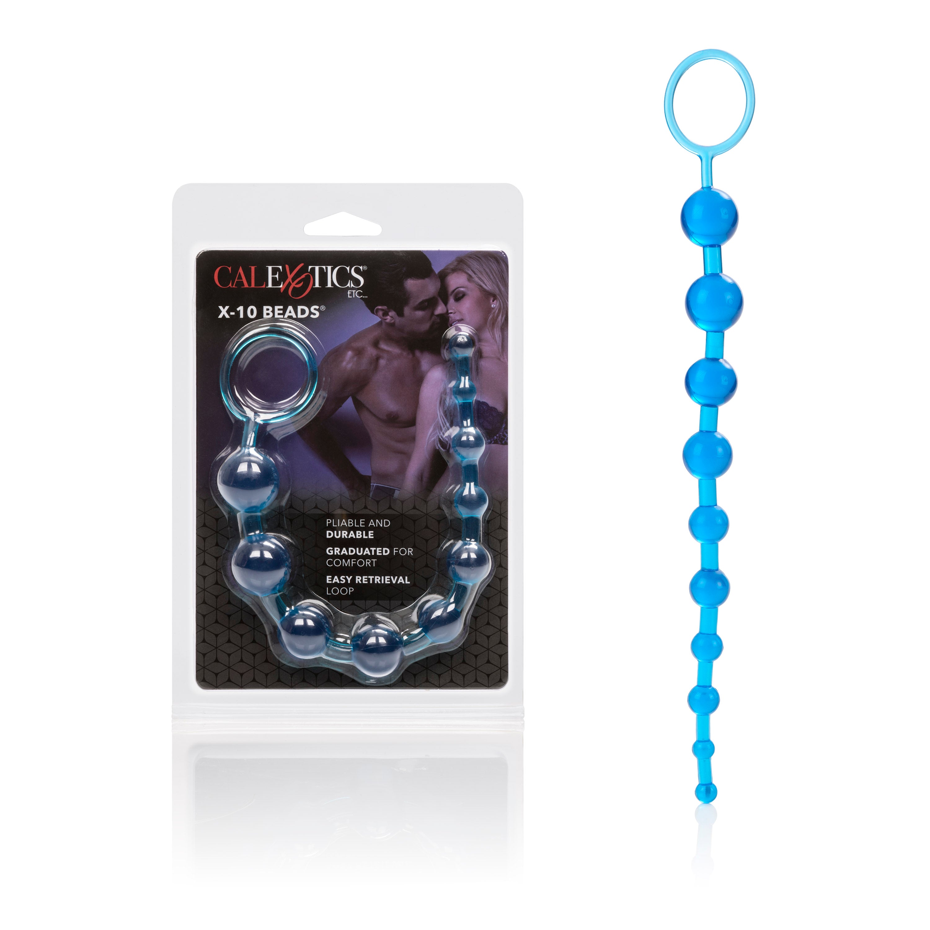 X-10 Blue Graduated Anal Beads with 10 Pliable Jelly Balls and Easy Retrieval Loop Blue > Anal Range > Anal Beads