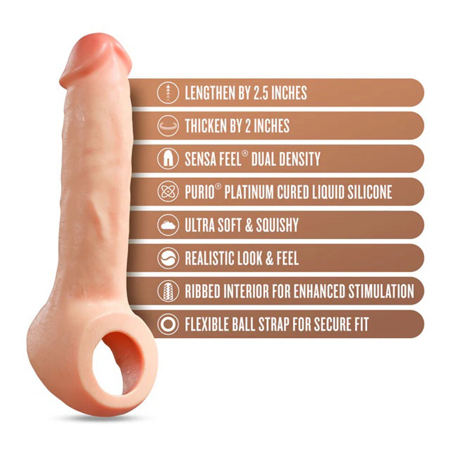 Performance Plus Thrive Silicone Penis Extender 2.5 Inch Beige SLEEVES
