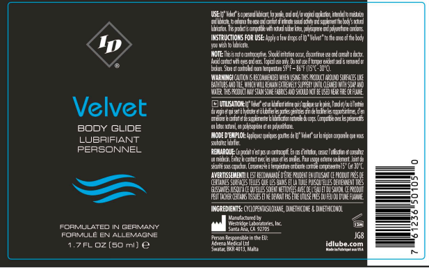 ID Velvet 1.7oz Silky Smooth Silicone Lubricant for Intimate Moments Silicone Lubricant