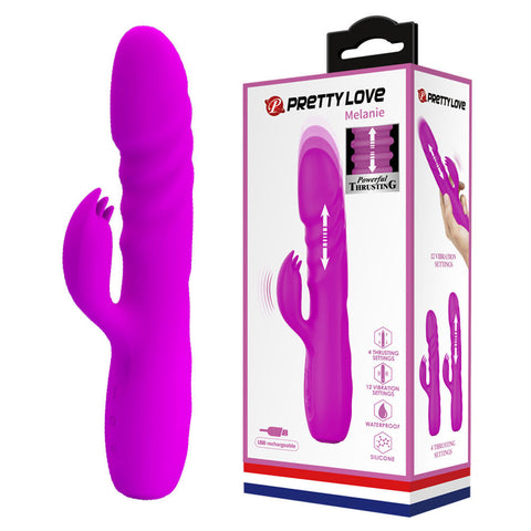 Pretty Love Melanie Powerful Thrusting Rabbit Vibrator Purple DONGS Thrusting