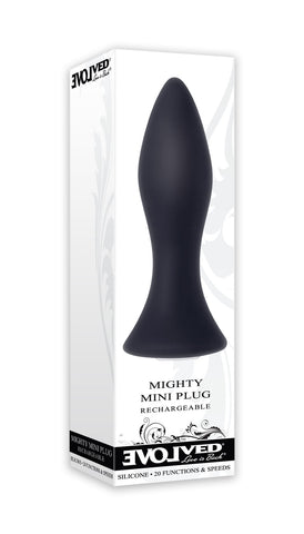 Mighty Mini Plug 8.9 cm USB Rechargeable Butt Plug for Beginners and Advanced Anal Players Black Butt Plugs - Vibrating
