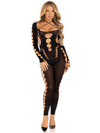 Opaque Cut Out Footless Bodystocking One Size Black Lingerie > Clothes > Bodies and Playsuits