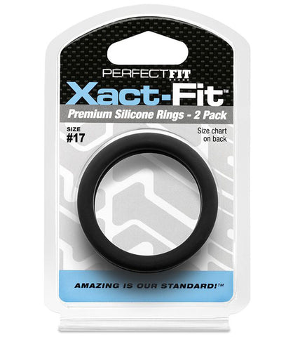 Xact Fit Number 17 1.7 Inch Performance Rings 2 Pack Black COCK RING Set