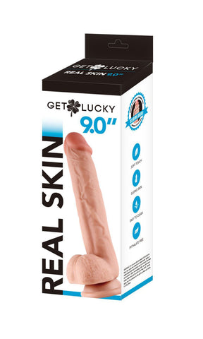Get Lucky 9 Inch Real Skin Bendable Dildo with Soft Outer Layer Beige Dongs Realistic
