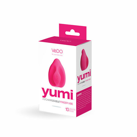 Yumi Rechargeable Finger Vibrator in Foxy Pink with 10 Modes Pink Suction Stimulator