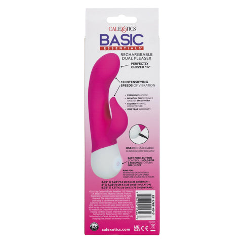 Basic Essentials Rechargeable Dual Pleaser Vibrator Pink Edition Pink Vibrators