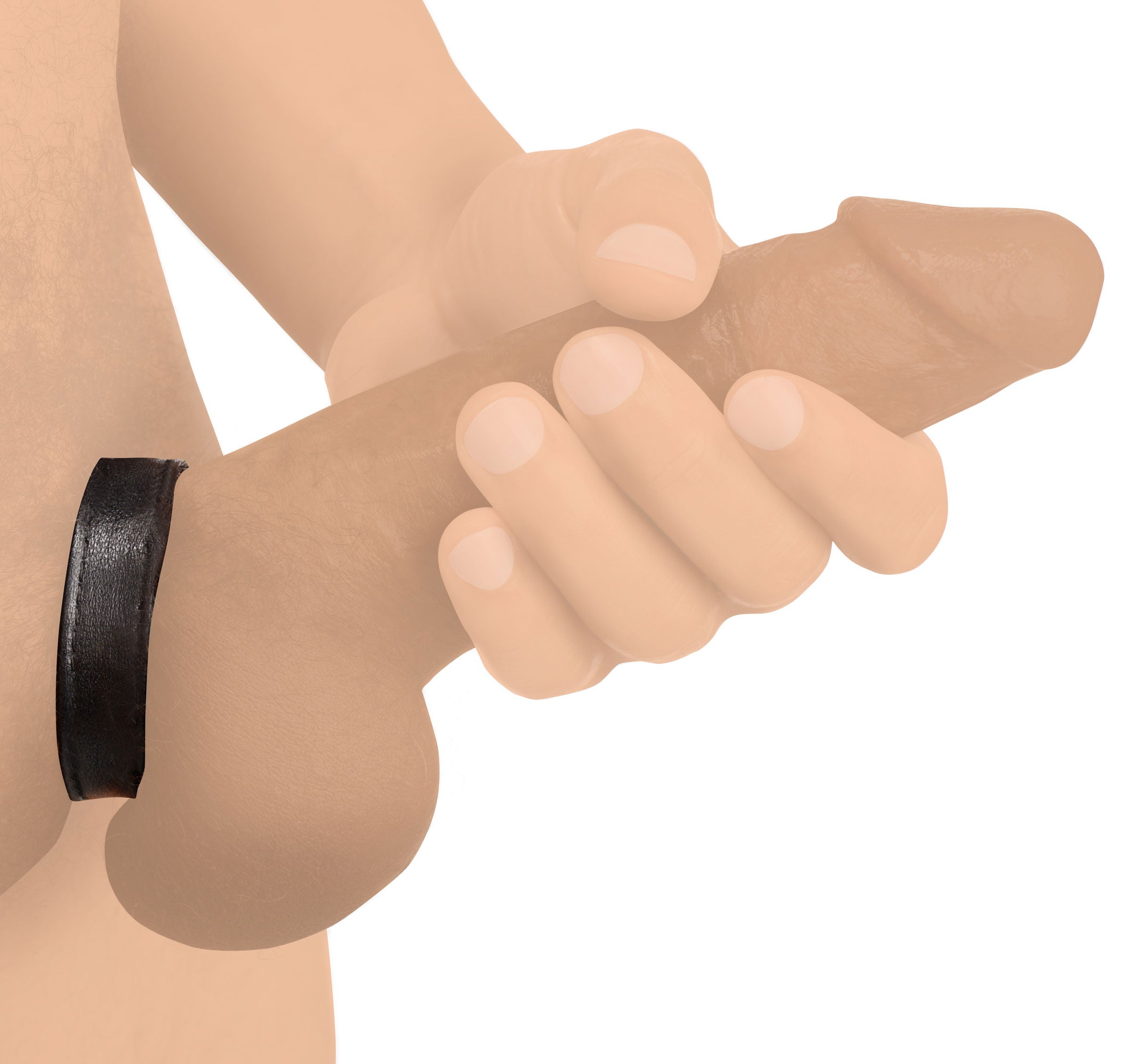 Adjustable Leather Cock Ring with Velcro Closure for Beginners Black COCK RINGS