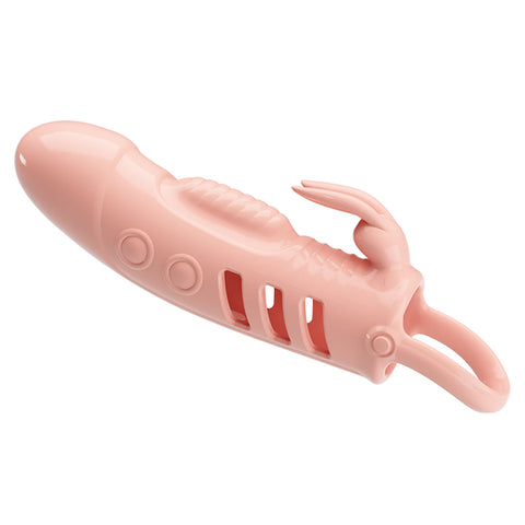 Pretty Love Sloane (Flesh) – Vibrating Rabbit Cock Sleeve > Sex Toys For Men > Penis Sleeves