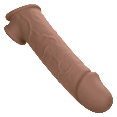 Performance Maxx Life-Like Extension 8 Inch Brown with Built-In Scrotum Strap and Hollow Design SLEEVES