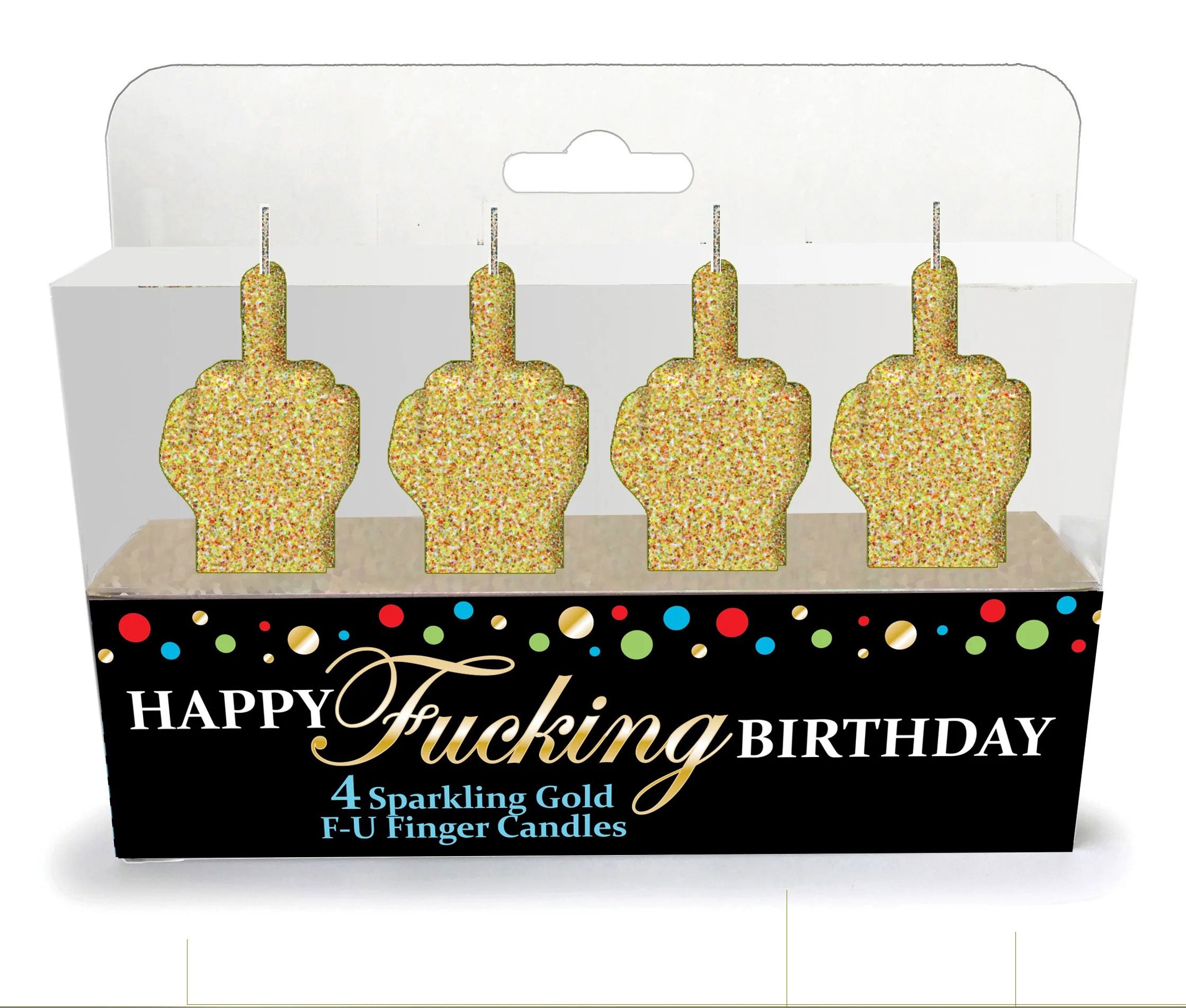 Happy Fucking Birthday FU Candle Set of 4 - Novelty Party Candles Gold Novelty Candles