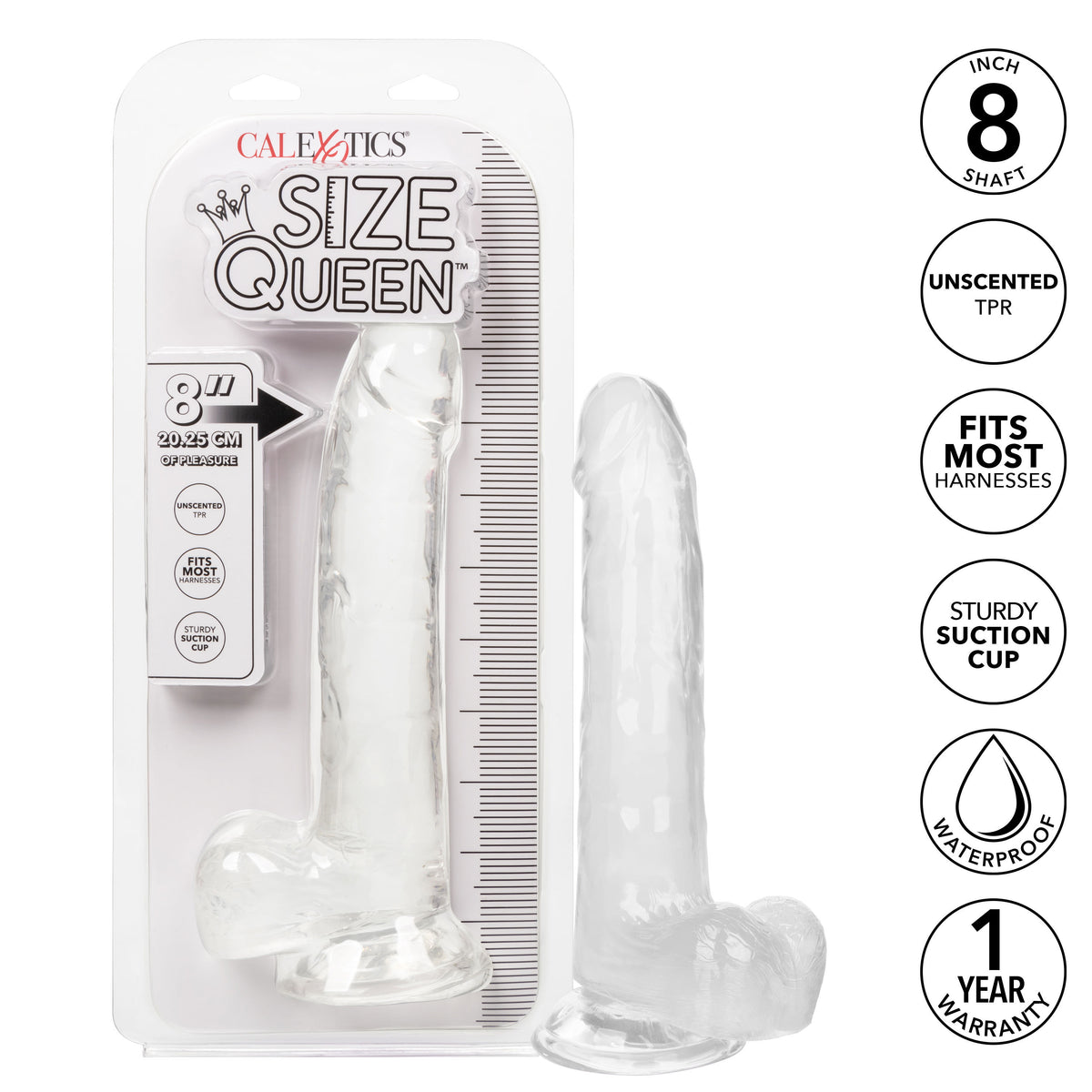 Size Queen 8 Inch Realistic Dong Clear > Dildos > Realistic Dildos