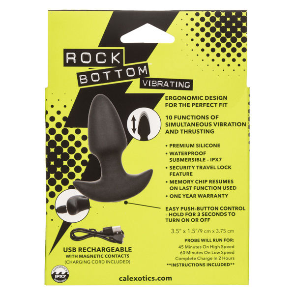 Rock Bottom Thrusting Probe Anal Vibrator for Intense Pleasure Black Prostate Tools