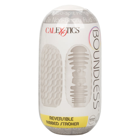 Boundless Reversible Ribbed Stroker White 4.5 Inch Compact Textured Male Masturbator Strokers - Manual