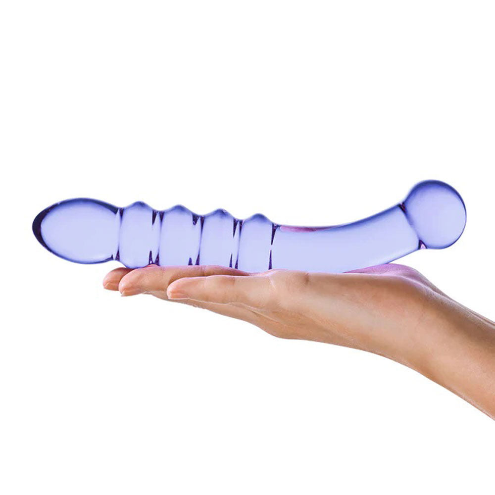 Purple Rain Ribbed 7" Dildo (Purple) – Dual-Ended Ribbed Dildo > Dildos > Double Dildos