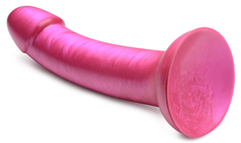 G-Tastic 7 Inch Metallic Pink Silicone Dildo with Suction Base Dongs Realistic