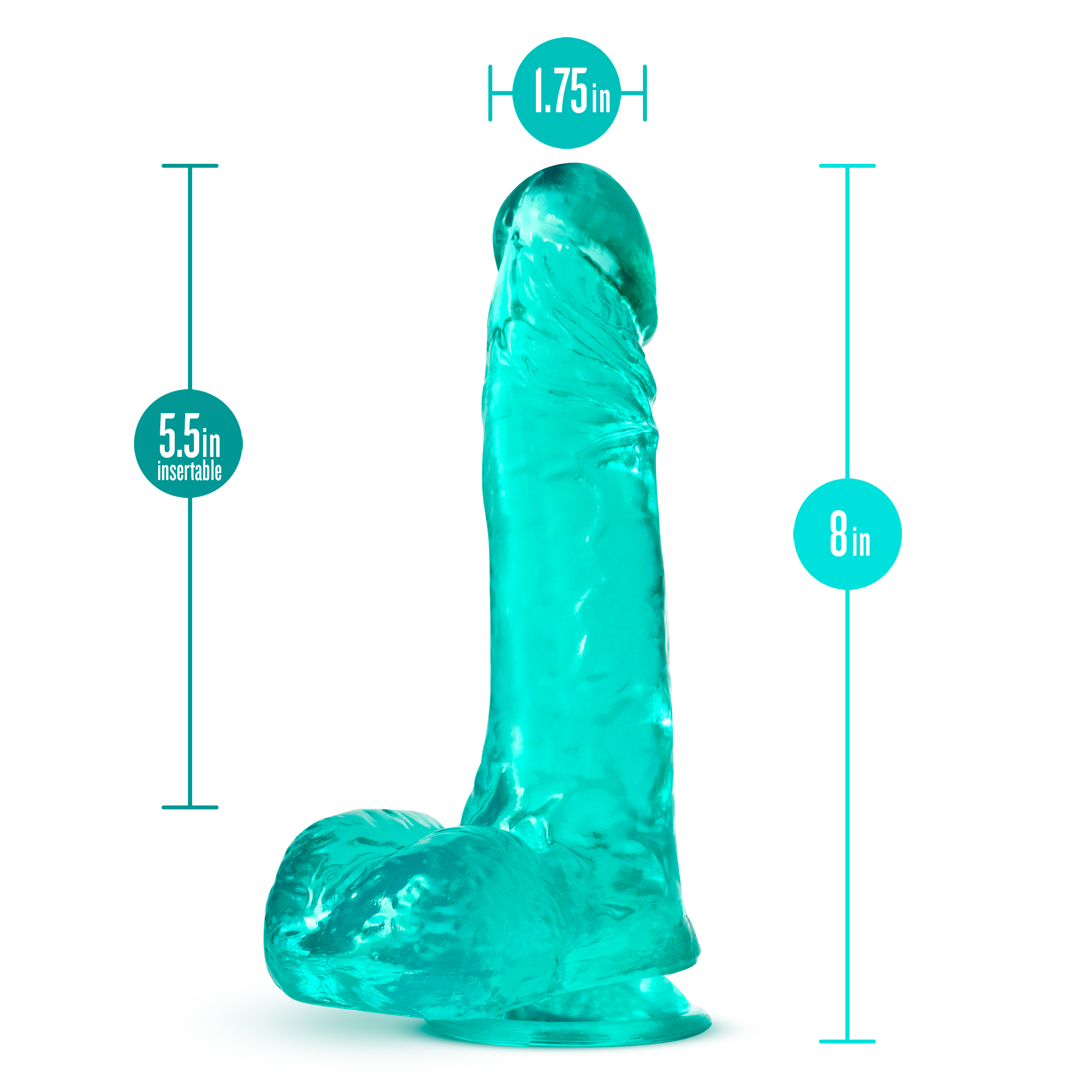 B Yours Plus Teal Soft Silicone Realistic Adult Dildo Toy DONGS