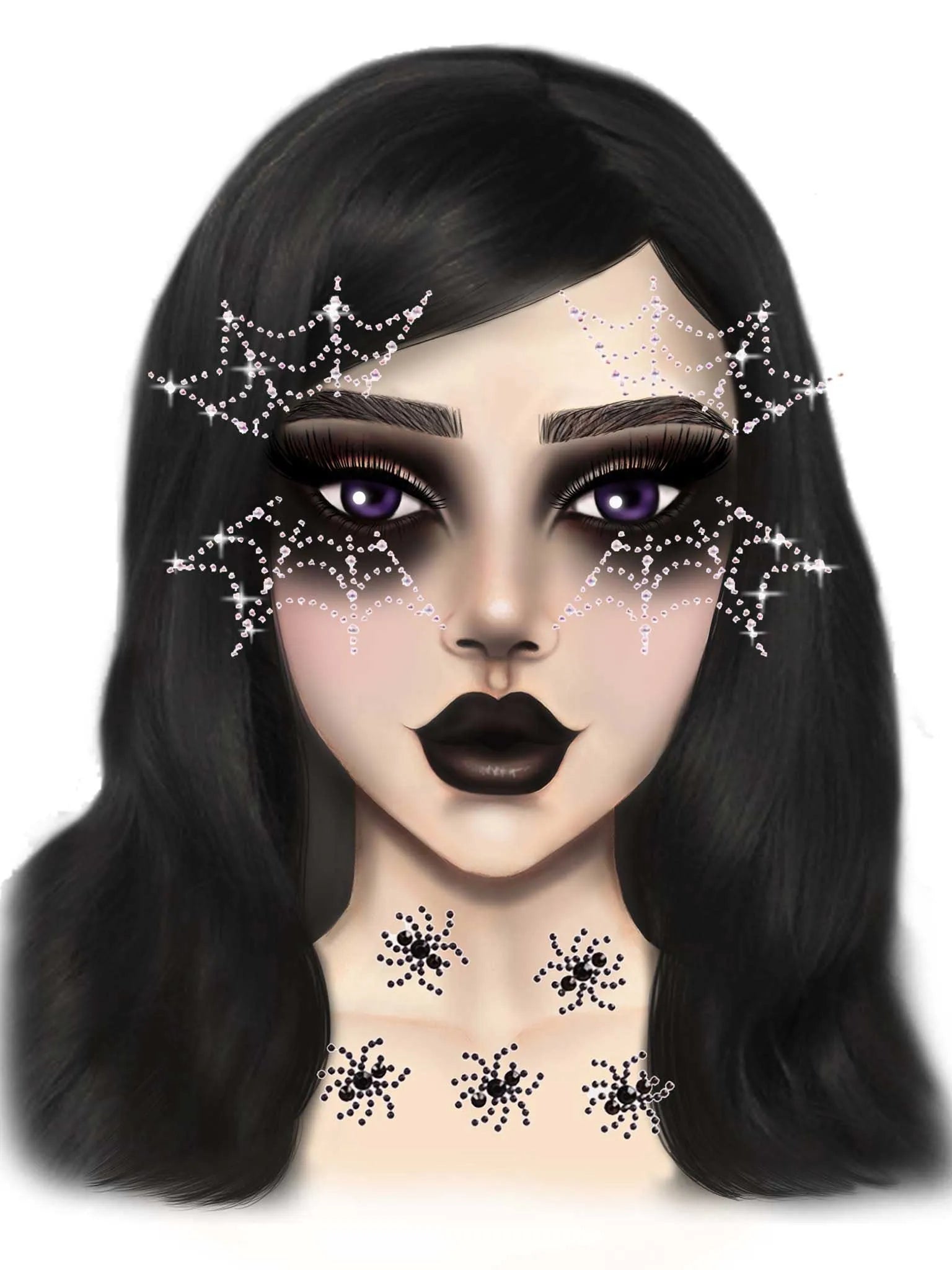 Spider Web Face Jewels Sticker – Adhesive Rhinestone Face Jewelry > Clothes > Body Jewellery (Non Piercing)