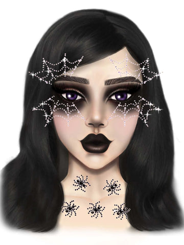 Spider Web Face Jewels Sticker – Adhesive Rhinestone Face Jewelry > Clothes > Body Jewellery (Non Piercing)