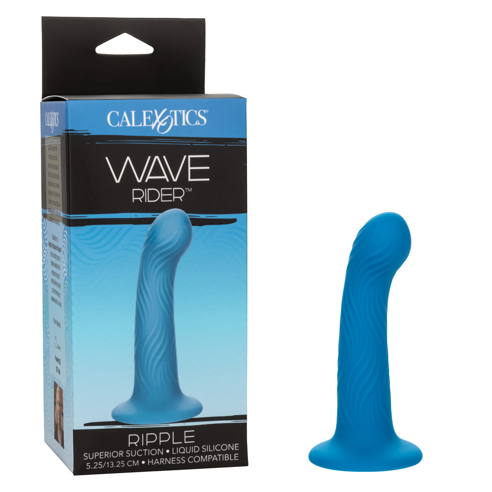 Wave Rider Ripple Blue G-Probe Dildo with Wavy Texture Blue Dongs Neutral