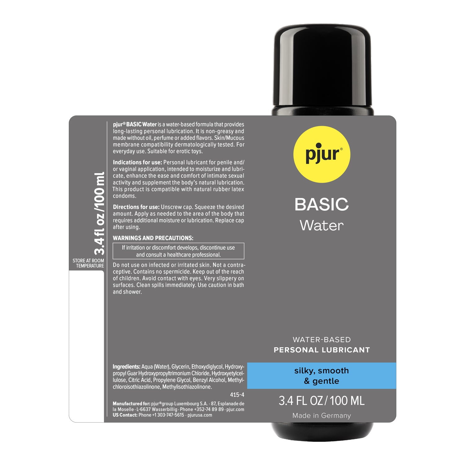 Pjur Basic Water-Based Personal Lubricant 3.4 Fl Oz 100 Ml Water Based Lube