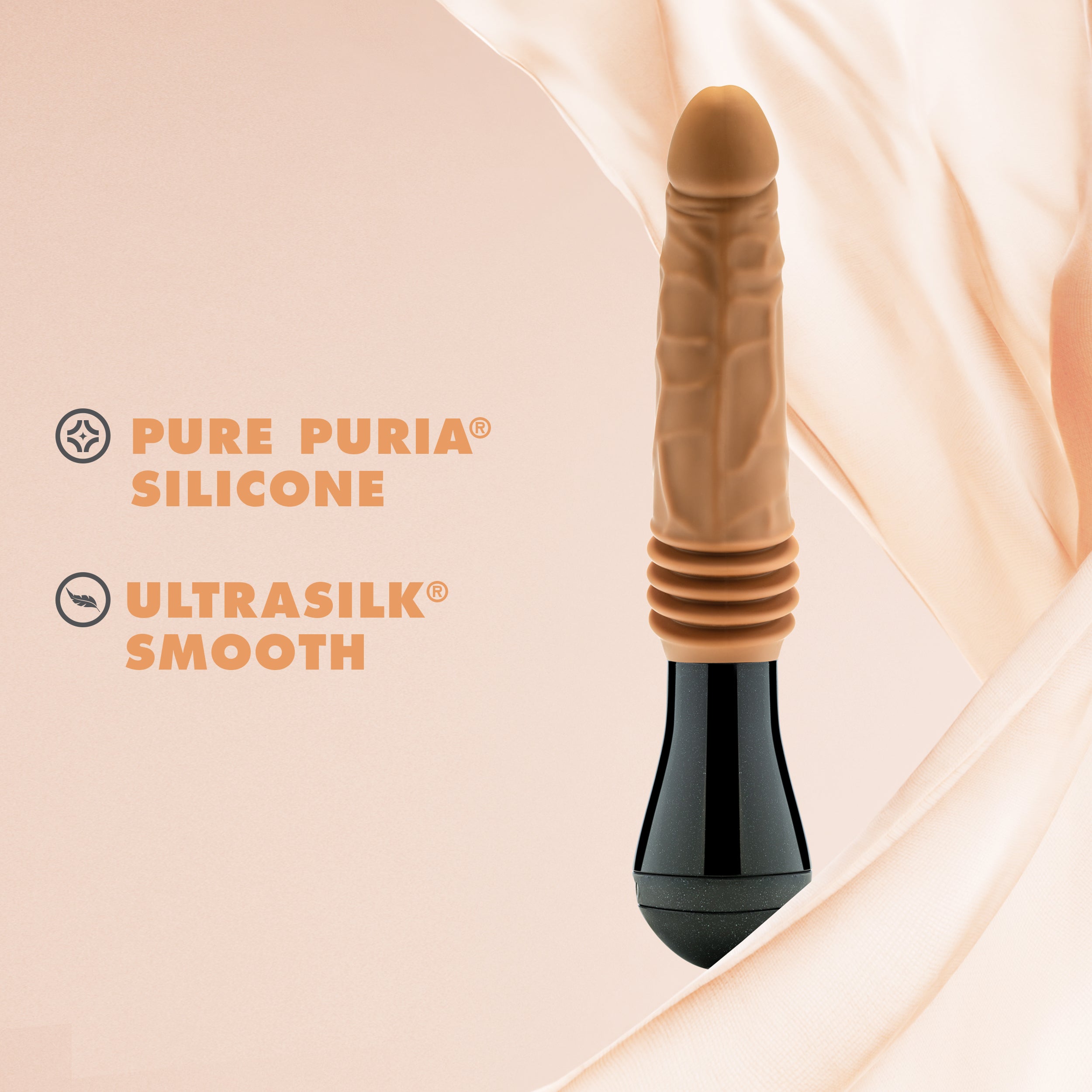 Dr. Arthur Realistic Silicone Vibrating Thrusting Dildo Tan DONGS Thrusting