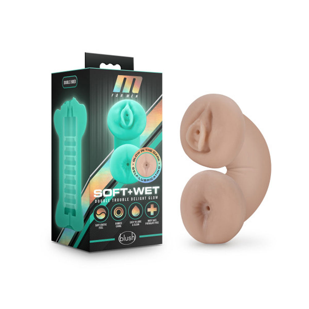 M for Men Double Trouble Glow in the Dark Vanilla Stroker Default Title > Sex Toys For Men > Masturbators > Manual
