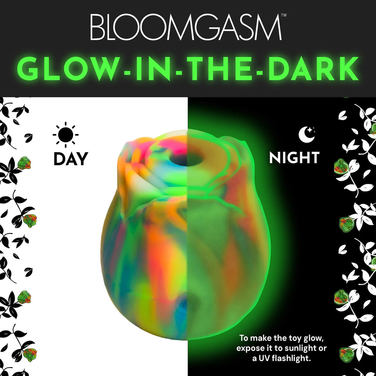 Glow Rose Rainbow Clit Stimulator with Glow-In-The-Dark Petals > Sex Toys For Ladies > Rose Stimulators