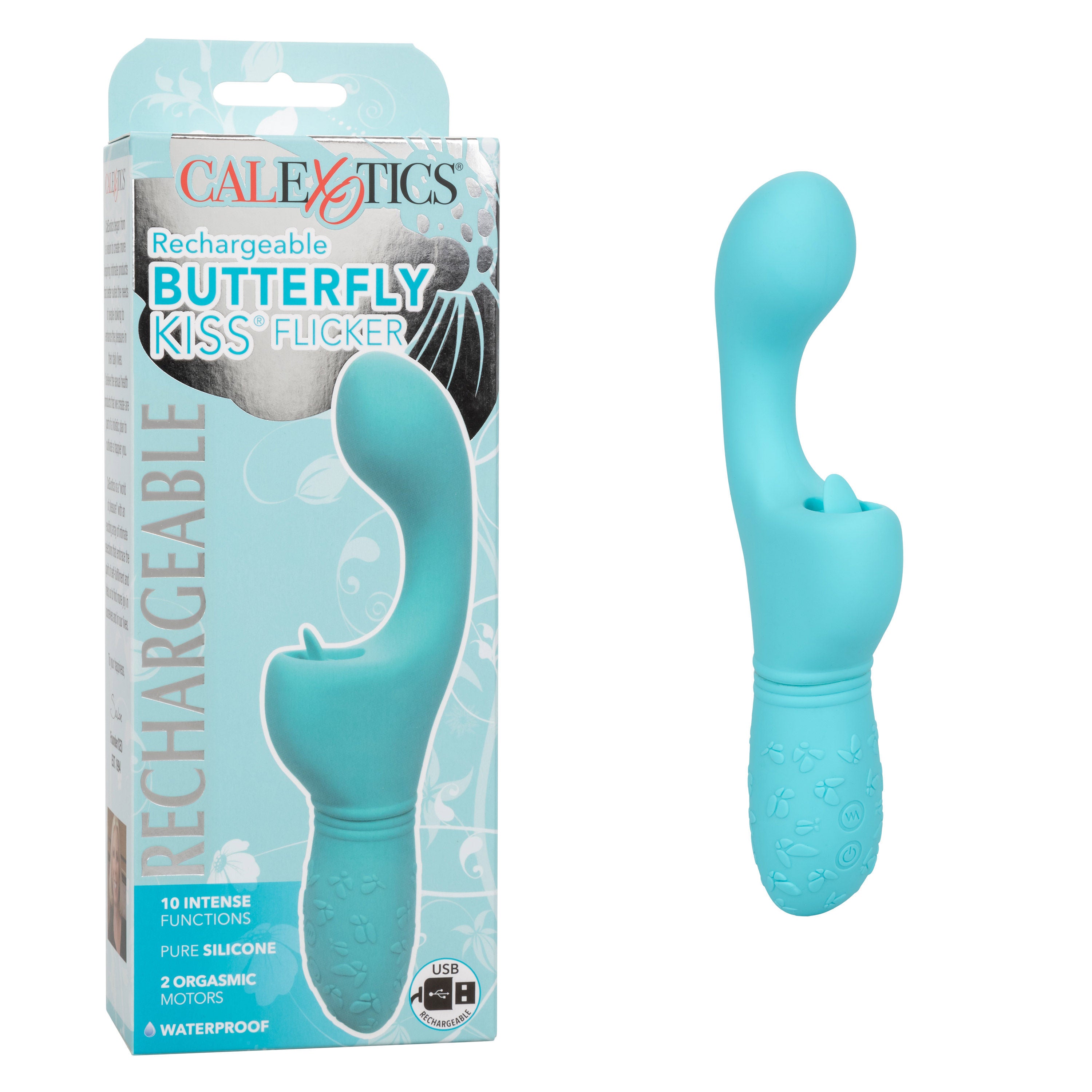 Rechargeable Butterfly Kiss Flicker - Blue VIBRATORS-RABBIT-MULTI