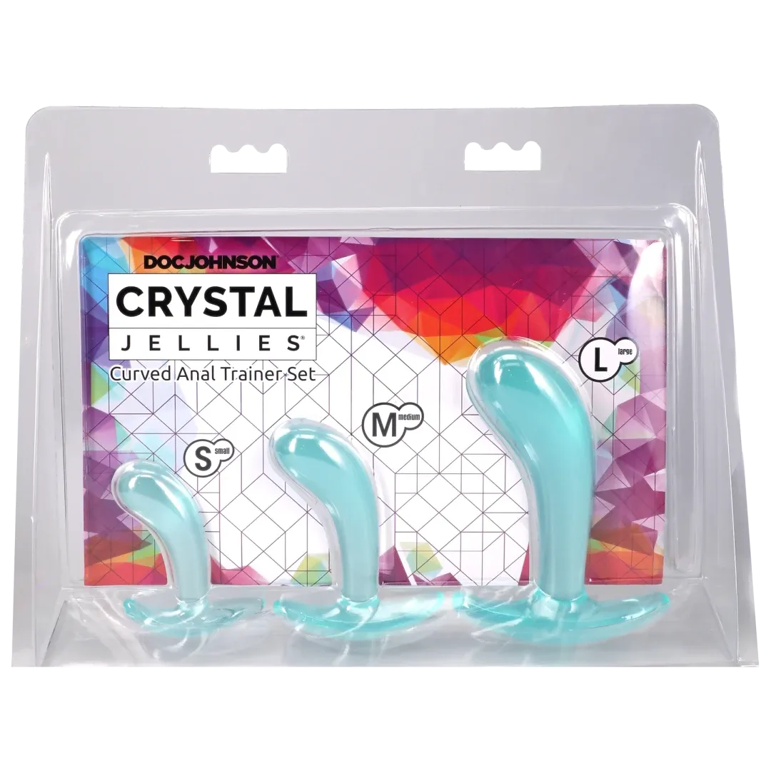 Crystal Jellies Curved Anal Trainer Set – Phthalate-Free Silicone 3 Sizes Anal Plugs Teal > Anal Range > Butt Plug Kits