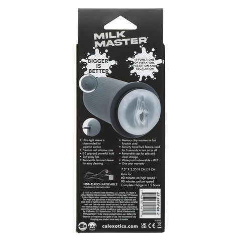 Milk Master Grip-N-Stroke (Grey) – Rechargeable Vibrating Masturbator Gray > Sex Toys For Men > Masturbators > Vibrating