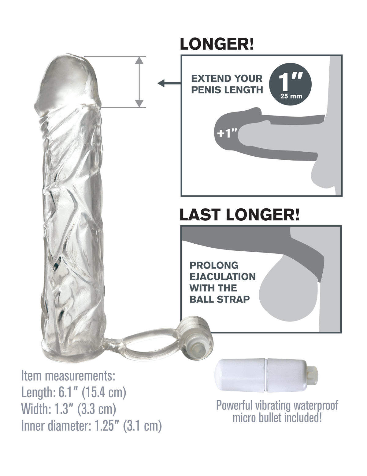 Fantasy XTensions Clear Vibrating Penis Sleeve > Sex Toys For Men > Penis Sleeves