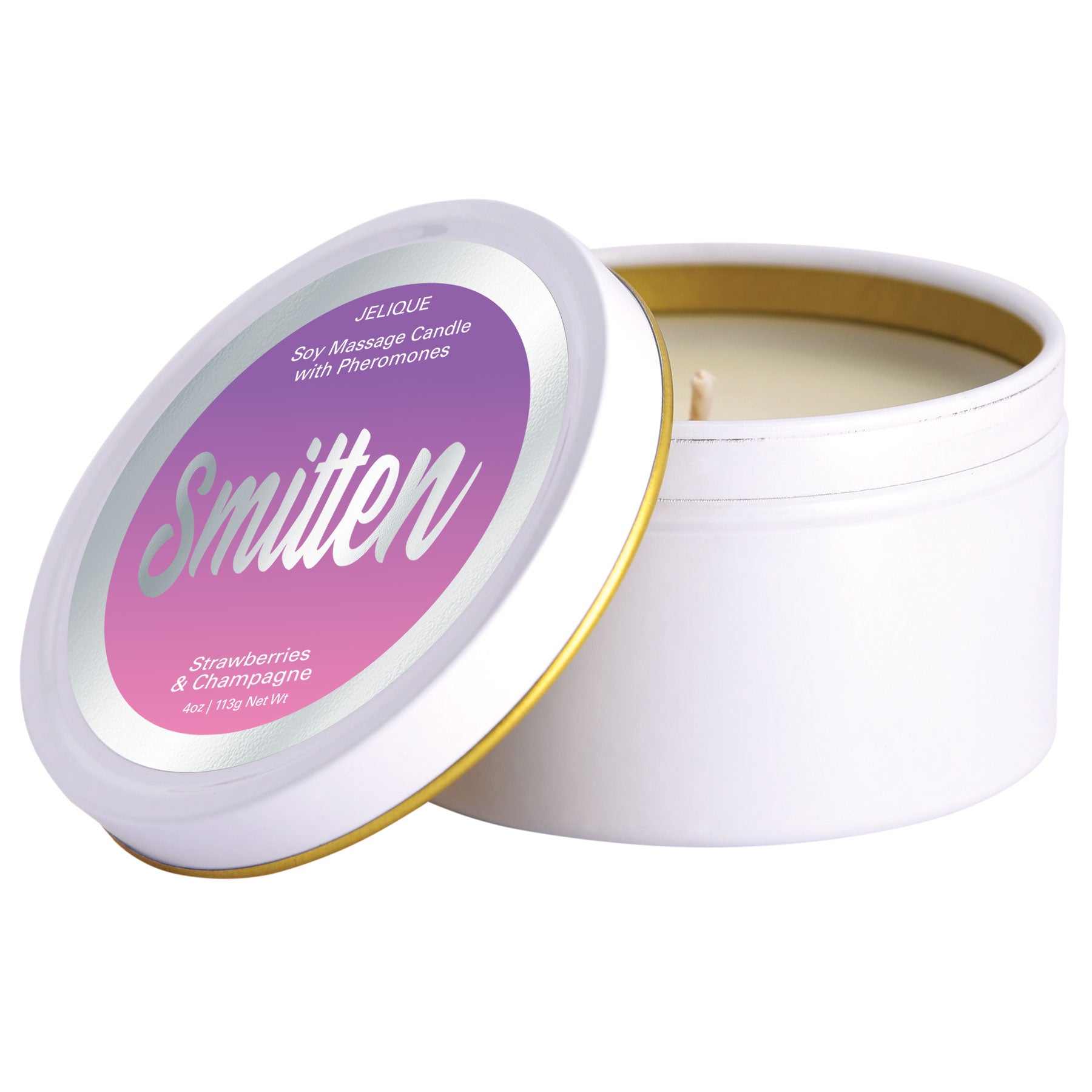 Smitten Strawberry Champagne Massage Oil Candle 4 Oz Jar Massage Candles