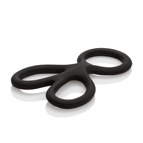 CalExotics Silicone Ball Spreader with Independent Scrotum Rings Black Ball Stretcher