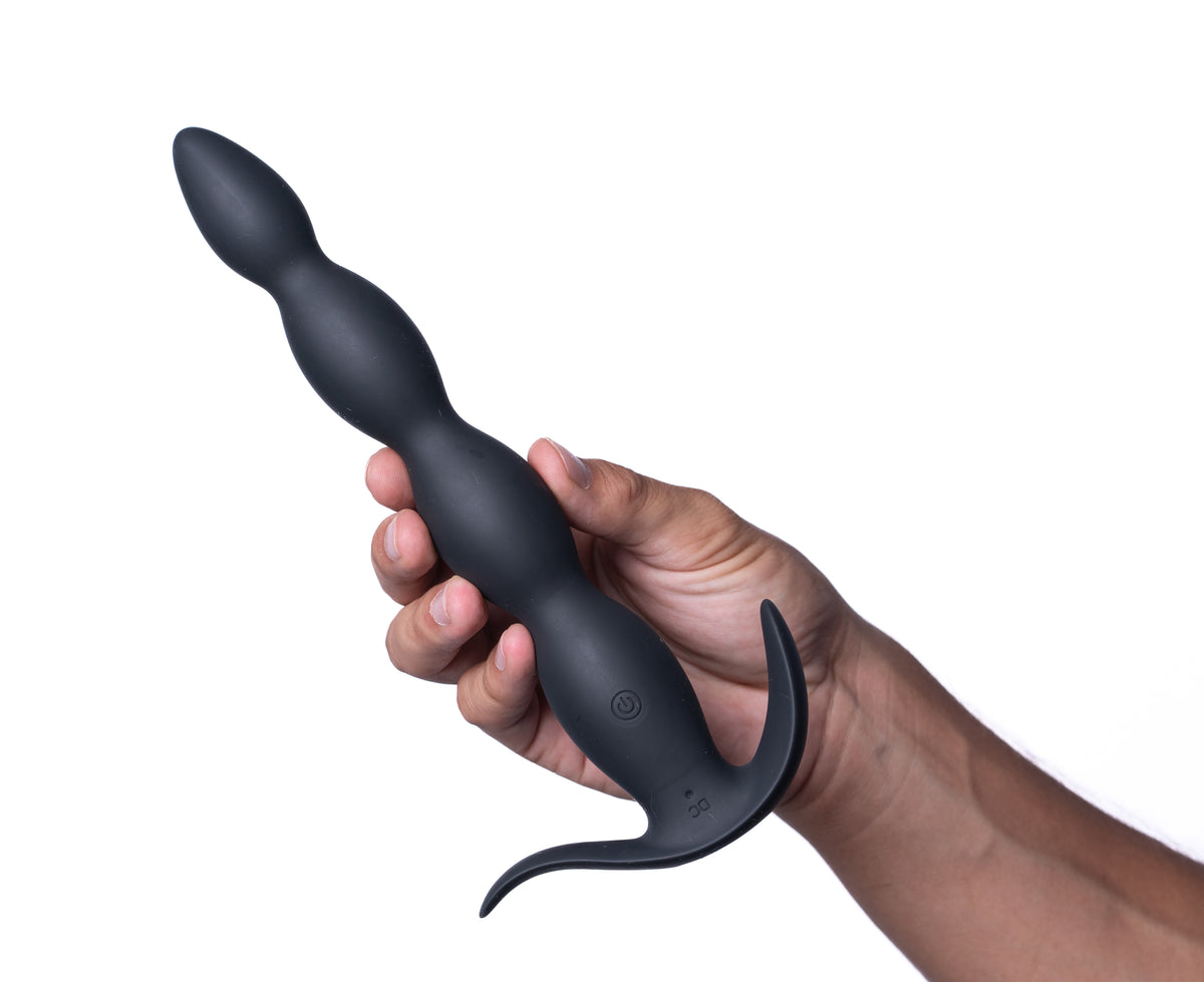 Maia Mason (Black) – 9.3 Inch Rechargeable Wireless Remote Anal Beads Vibrator Black > Anal Range > Anal Beads