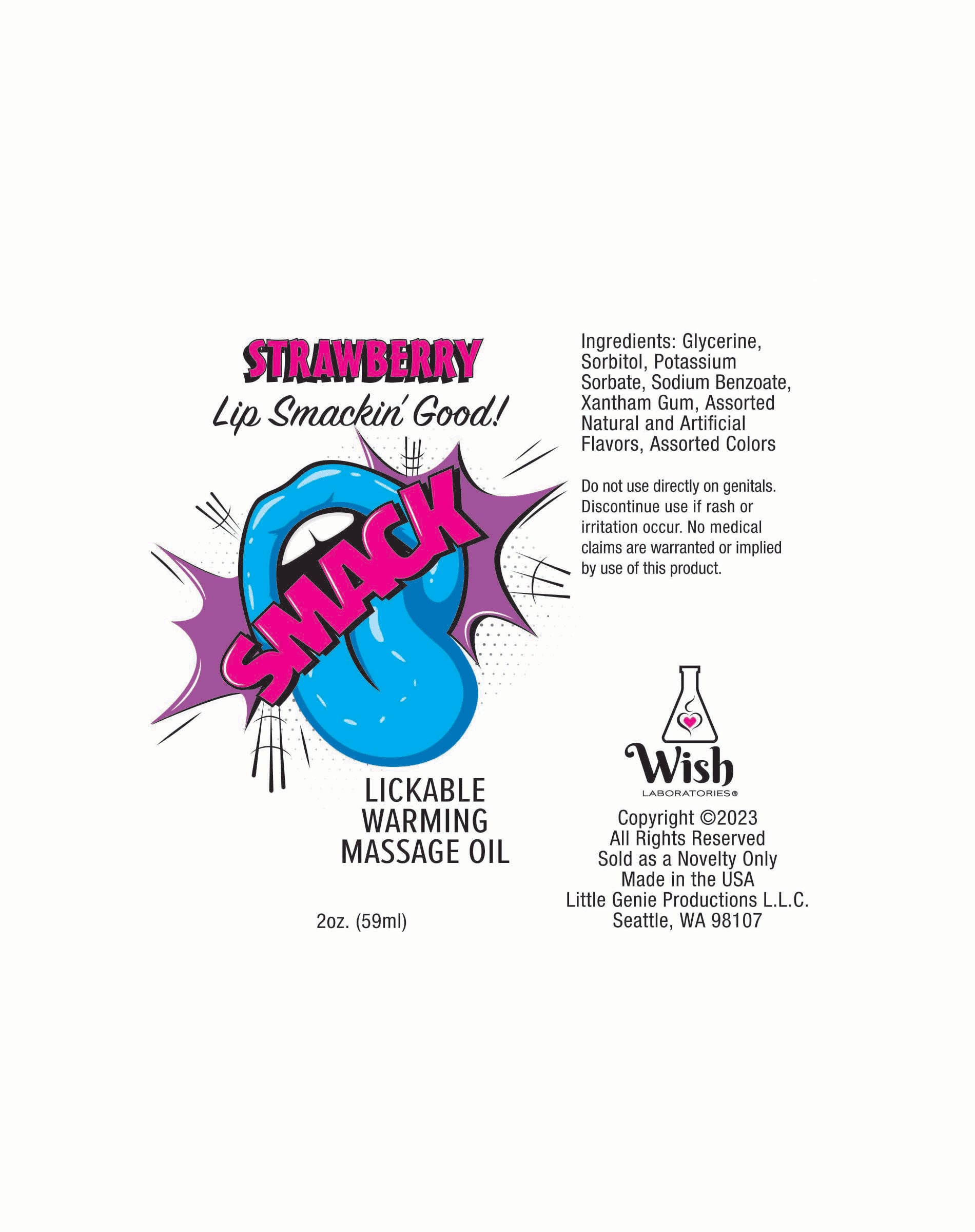 Smack Strawberry Warming Lickable Massage Oil 2 Oz Default Title Massage Oil