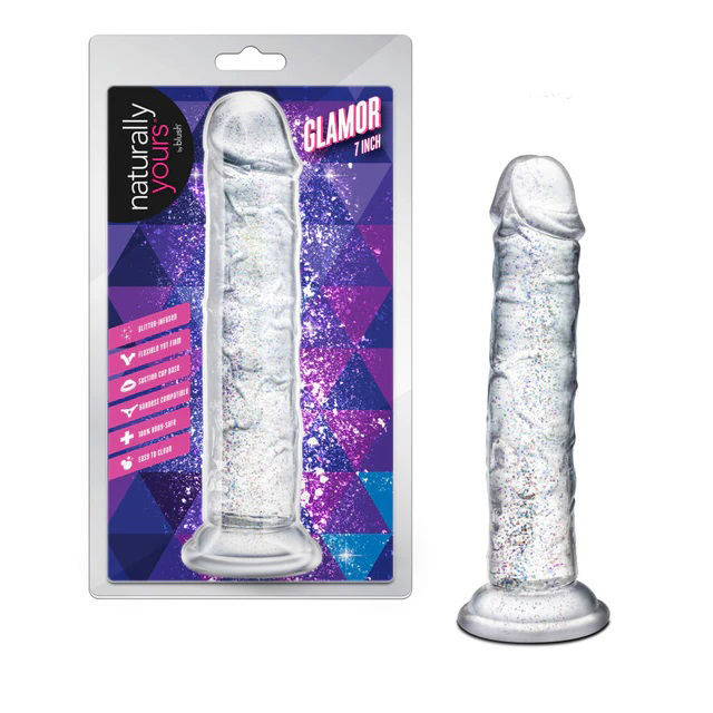 Naturally Yours Glamor Sparkling Clear 7 Inch Adult Toy Clear DONGS