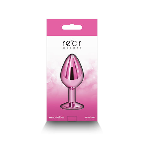 Rear Assets Medium Pink 8.2 cm Metal Butt Plug with Gem Base > Anal Range > Jewel Butt Plugs