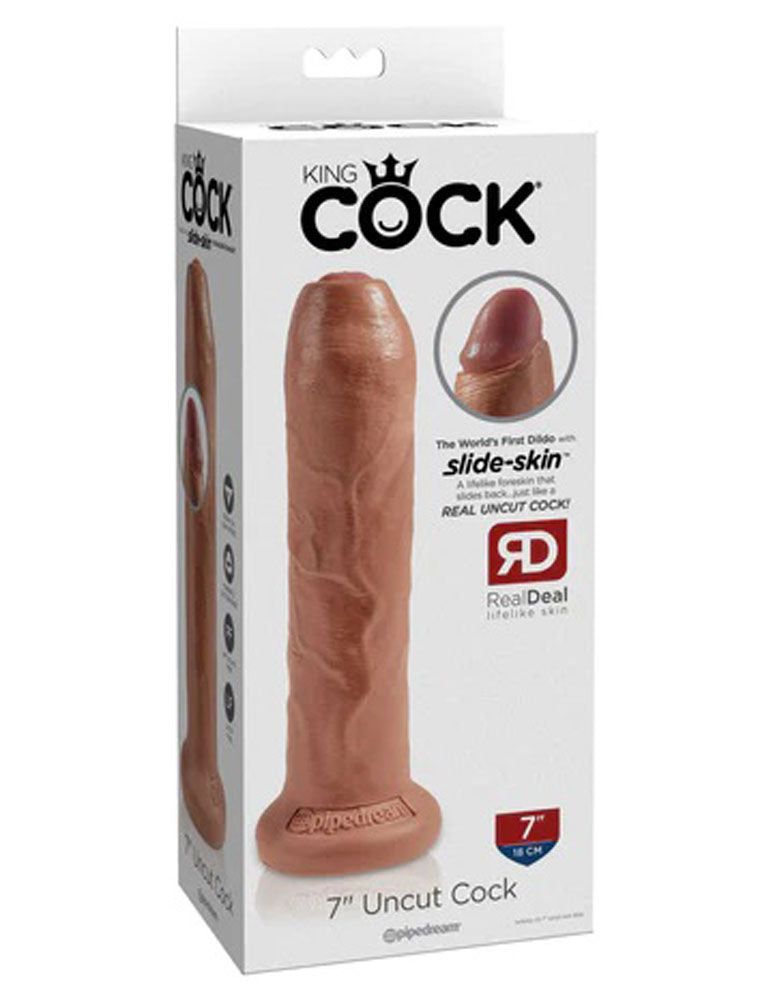 King Cock 7 Inch Uncut (Tan) – Realistic Suction Cup Dildo Dongs Realistic