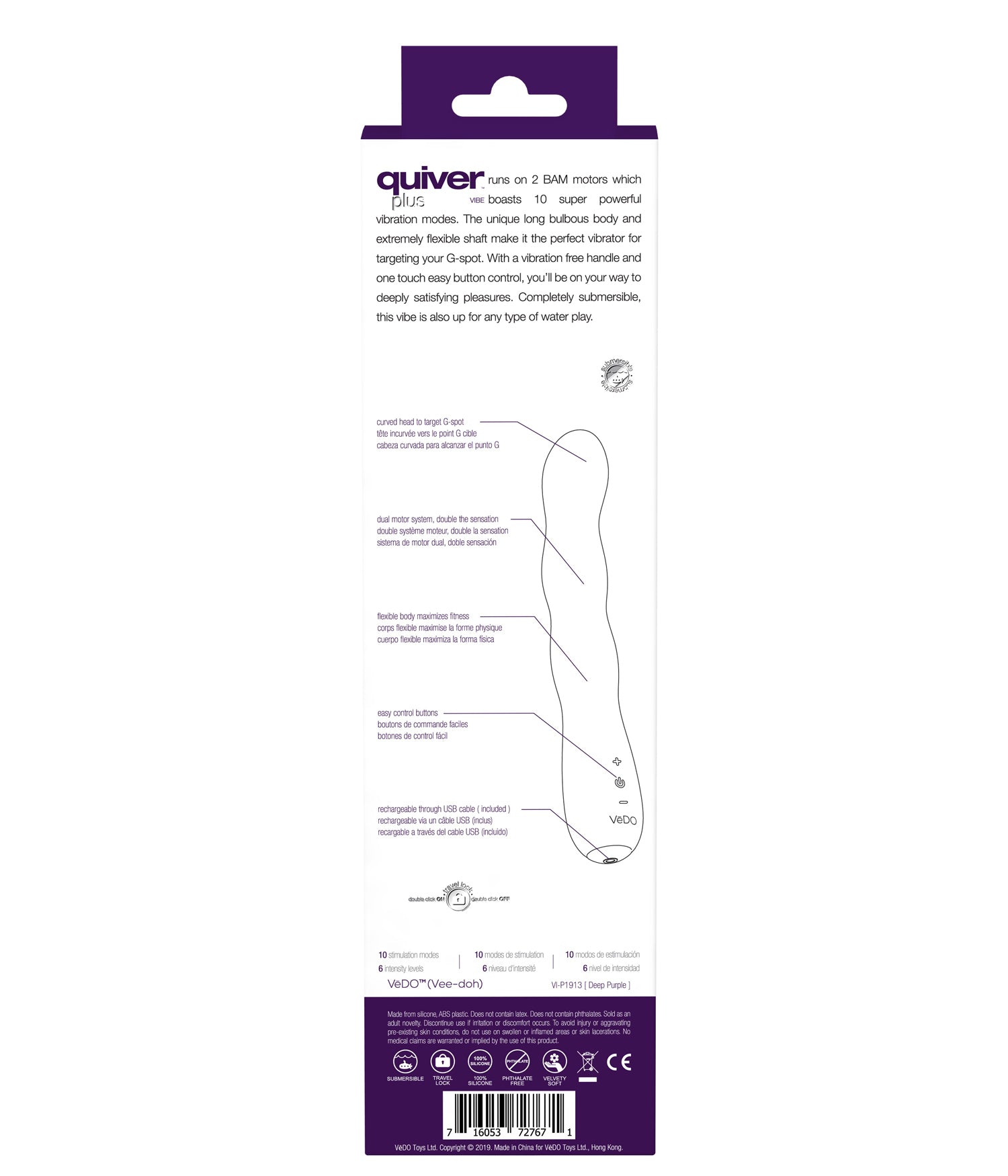 Quiver Plus Rechargeable Bendable G-Spot Vibrator in Pink Vibrators