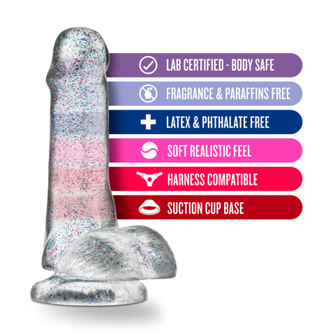 Naturally Yours 6 Inch Glitter Dildo Sparkling Clear Toy DONGS