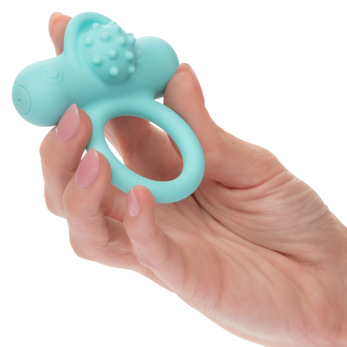 Silicone Nubby Lover’s Delight Ring in Aqua Blue with 12 Intense Vibration Functions > Cock Ring > Vibrating