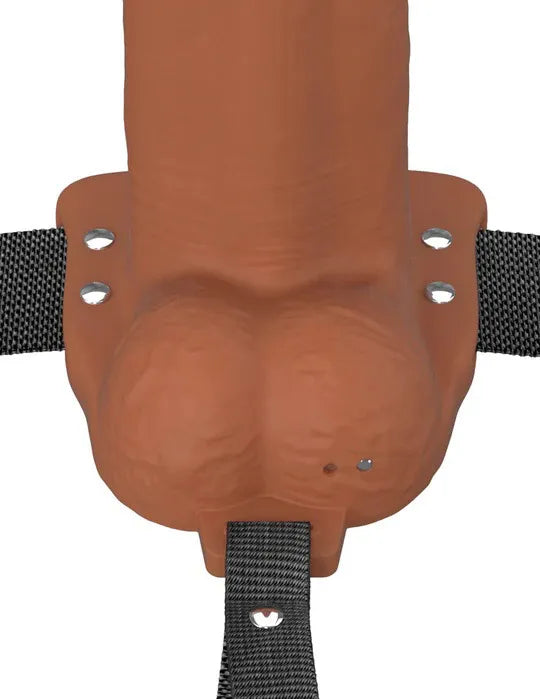 Fantasy X-Tensions Elite (Beige/Brown) – Vibrating Hollow Silicone Strap-On 8 Inch > Dildos > Strap On Harnesses