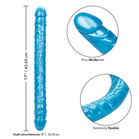 Size Queen 17 Inch Double-Ended Blue Dildo for Intimate Play Double Dongs