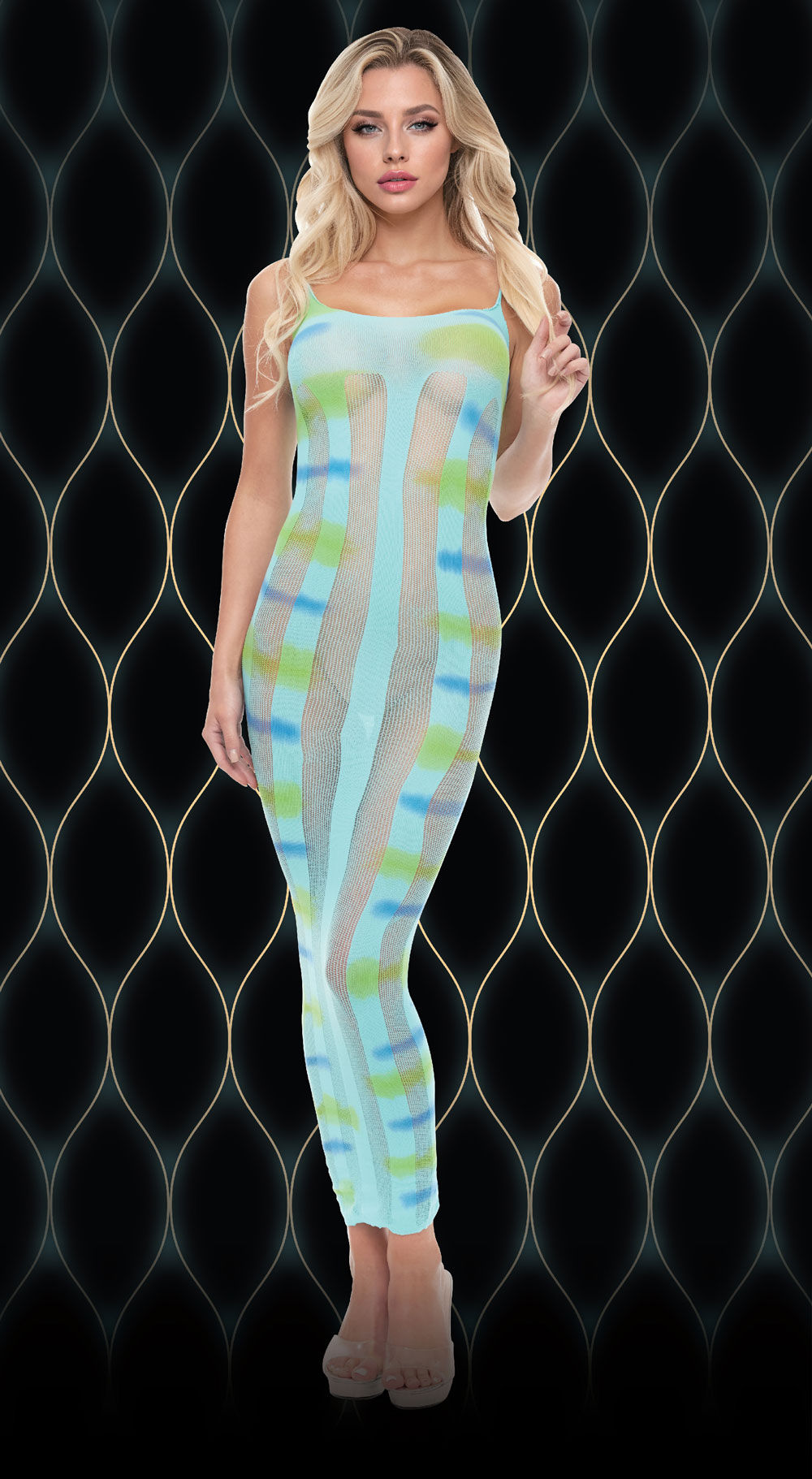 Blue Horizon Maxi Dress Sheer Erotic Gown for Mature Adults Blue > Clothes > Dresses and Chemises