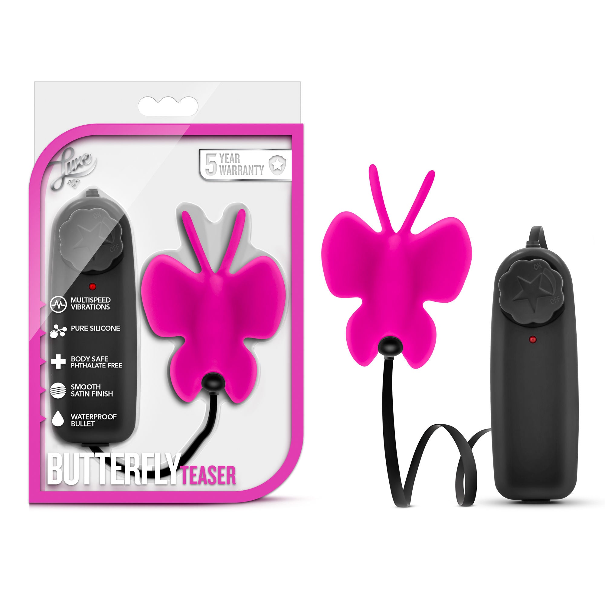 Luxe Butterfly Teaser Vibrating Clitoral Stimulator Fuchsia STIMULATORS