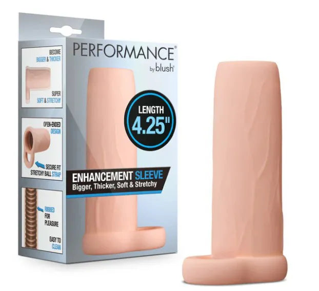 Performance Enhancement Sleeve 4.25 Inch – Soft Flexible Penis Extender Sleeve Beige > Sex Toys For Men > Penis Sleeves