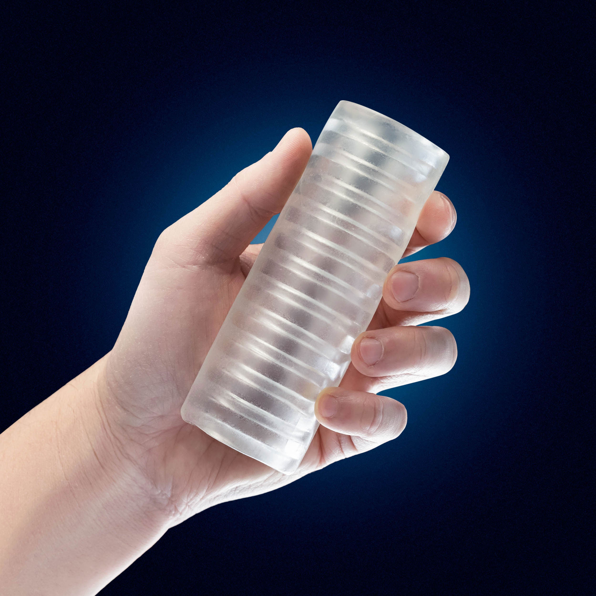 Rize Ribz Glow in the Dark Self-Lubricating Male Stroker Clear Strokers - Manual