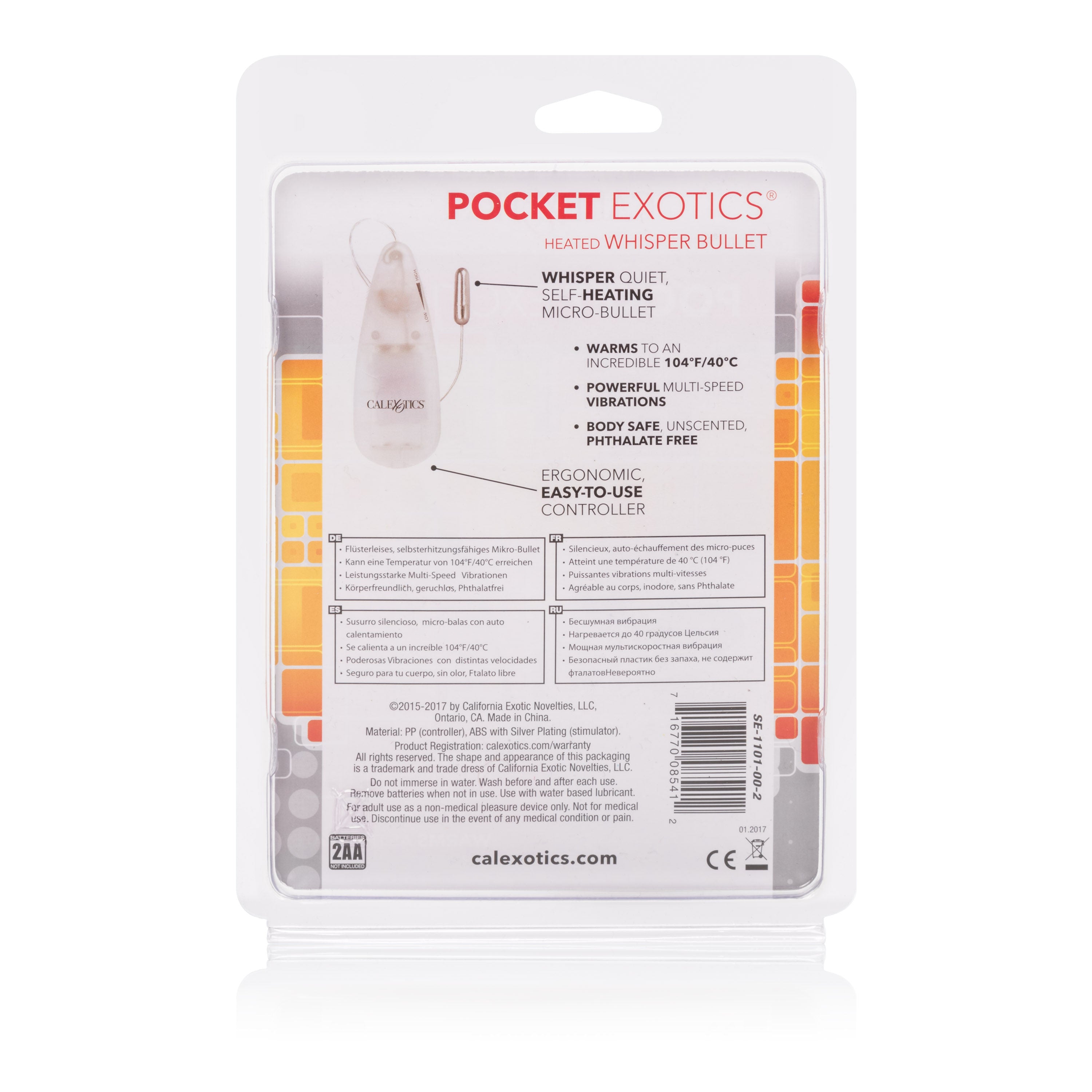 Pocket Exotics Heated Whisper Bullet Vibrator Clear Body Safe BULLETS