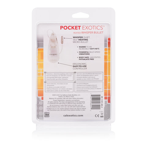 Pocket Exotics Heated Whisper Bullet Vibrator Clear Body Safe BULLETS
